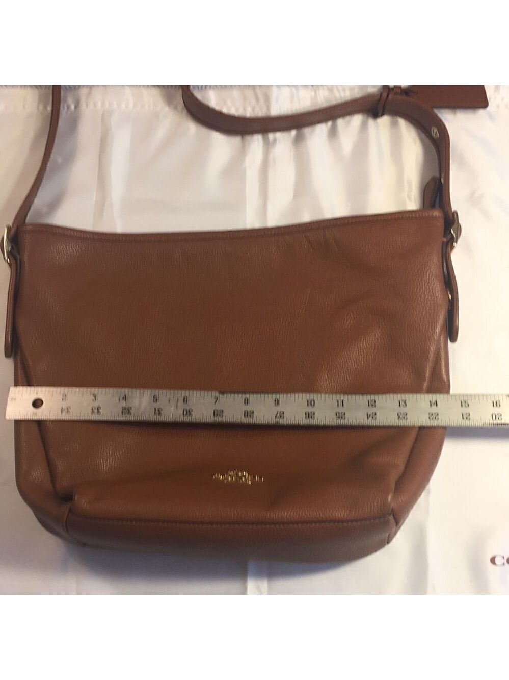 Coach Classic Shoulder BAG with Dust Bag, Brown Pebbled leather Adjustable strap - Picture 14 of 16